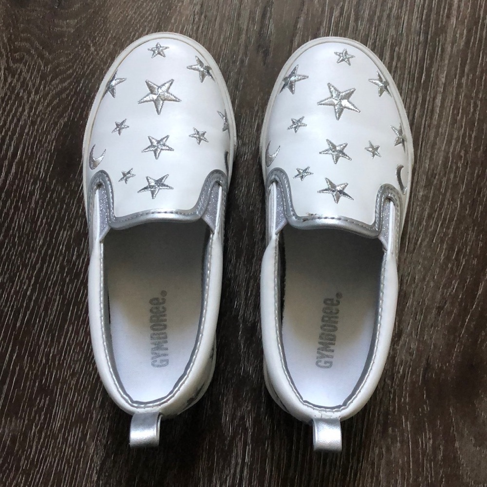 Girls Gymboree slip on white shoes size 12